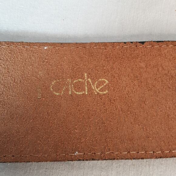 Cache Womens Chunky Belt Medium Waist Camel Brown Decorative Buckle And Loop - Picture 9 of 13